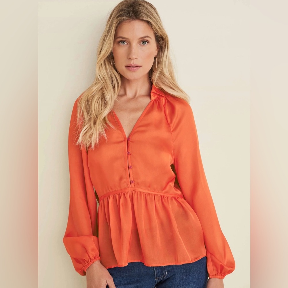 VENUS Coral Long Sleeve Blouse
